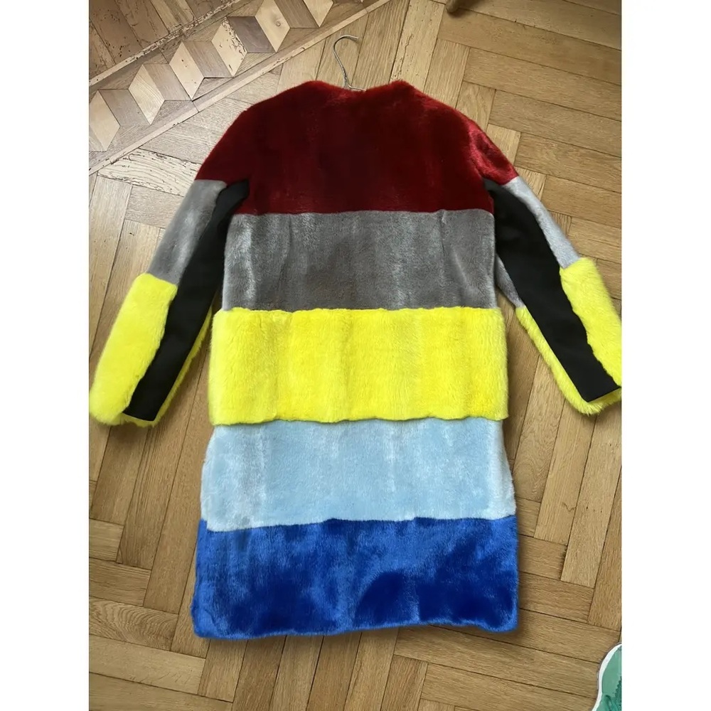 OSMAN Colorblock Teddy Coat in Red, Gray, Yellow & Blues - Picture 3 of 7